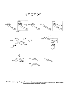 Spring-Governor Diagram and Parts List for 10G900 0015 Thru 0352 Briggs and Stratton Engine
